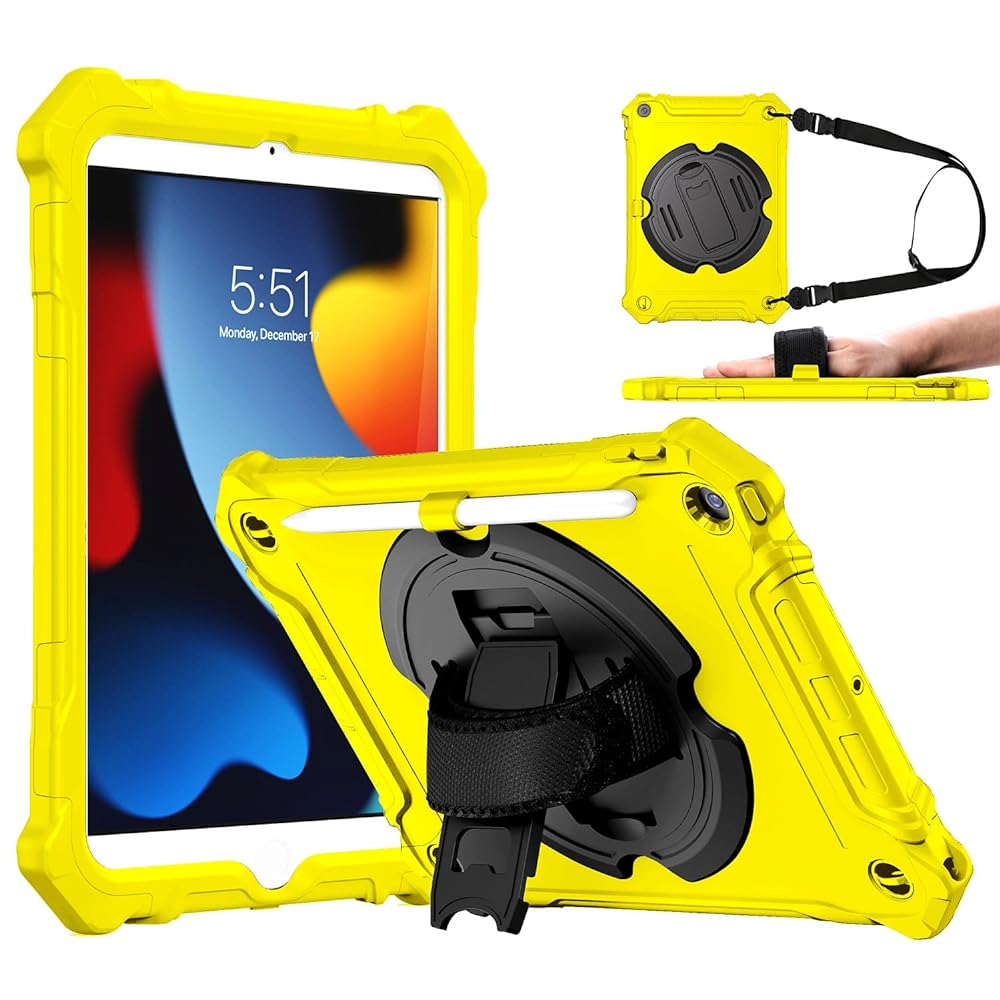 ZtotopCases for iPad 9th/ 8th/ 7th Generation 10.2 inch, Shockproof Full Body Protective Cover with 360° Rotating Hand Strap &Stand, Pencil Holder, Drop Protection, Heavy Duty & Durable