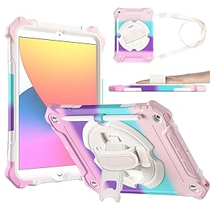 ZtotopCases for iPad 9th/ 8th/ 7th Generation 10.2 inch, Shockproof Full Body Protective Cover with 360° Rotating Hand Strap &Stand, Pencil Holder, Drop Protection, Heavy Duty & Durable