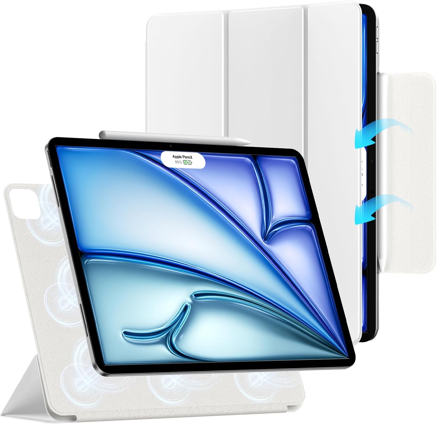 ZtotopCases for Air 13 Zoll M2 (2024) & iPad Pro 12.9 (2022/2021/2020),Powerful Magnetic,Ultra Slim Lightweight,Folding Stand Protective Case with Auto Wake/Sleep, White