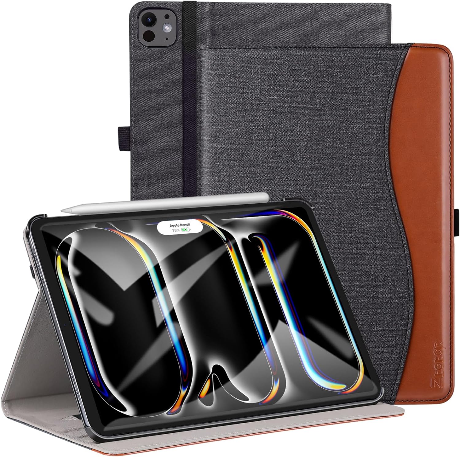 ZtotopCases for New 𝐢𝐏𝐚𝐝 𝐏𝐫𝐨 𝟏𝟑 Inch Case 2024(M4)7th Generation,Premium PU Leather Folio Cover,Supports Pencil Pro,Pencil(USB-C)and Touch ID,Auto Wake/Sleep for 12.9In 6/5/4/3 Gen,DenimBlack