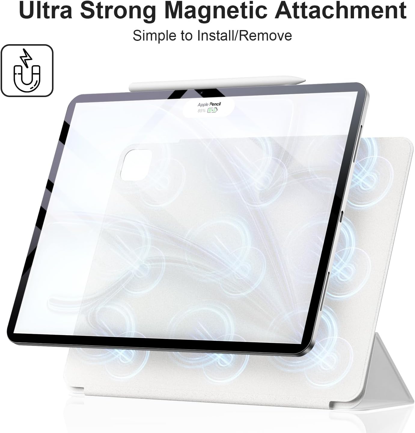 ZtotopCases for Air 13 Zoll M2 (2024) & iPad Pro 12.9 (2022/2021/2020),Powerful Magnetic,Ultra Slim Lightweight,Folding Stand Protective Case with Auto Wake/Sleep, White