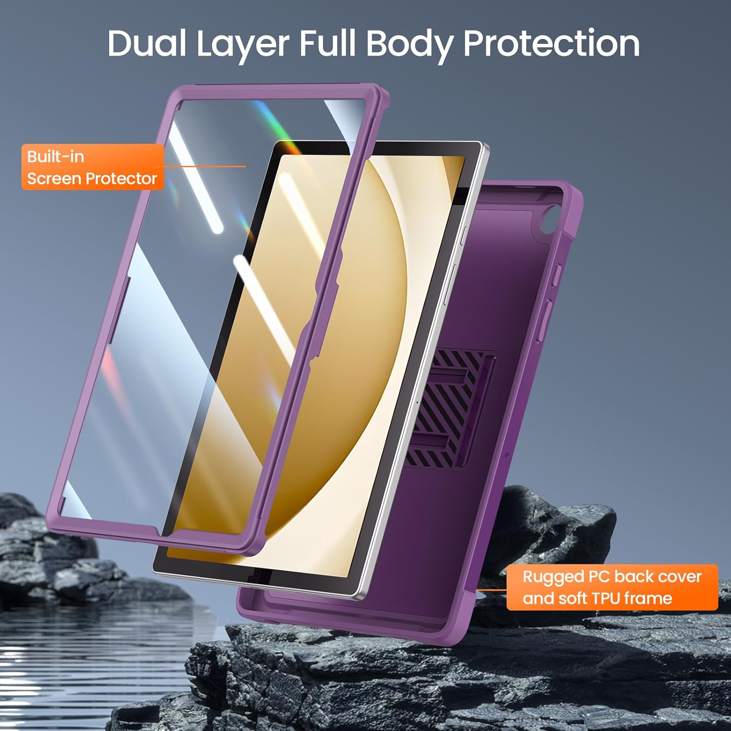 ZtotopCases for Samsung Galaxy Tab A9 Plus 11 Inch 5G 2023 Case, Built-in Screen Protector/Kickstand/Full-Body Dual Layer Shockproof Protective Cover for Tablet A9+ 11'' (SM-X210/X216/X218), Purple