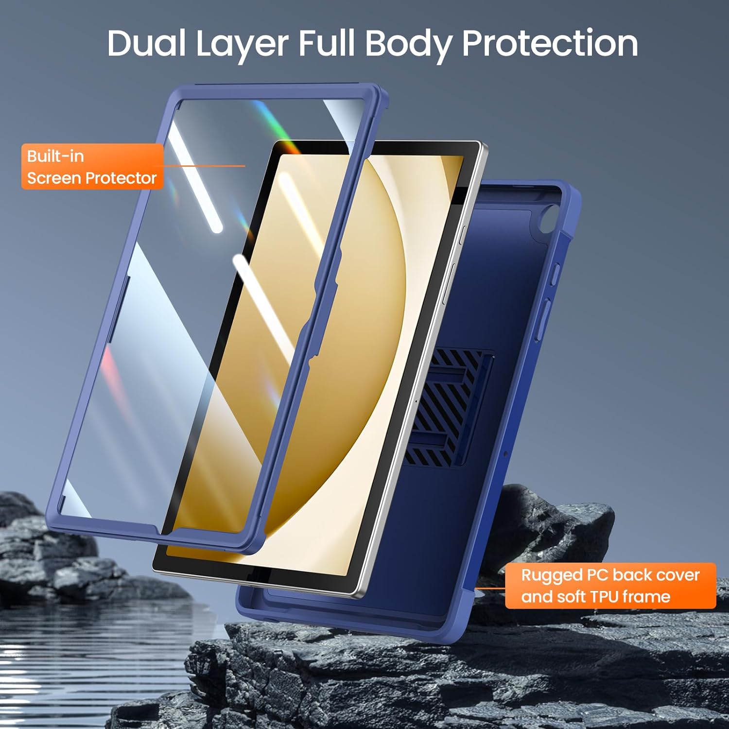 ZtotopCases for Samsung Galaxy Tab A9 Plus 11 Inch 5G 2023 Case, Built-in Screen Protector/Kickstand/Full-Body Dual Layer Shockproof Protective Cover for Tablet A9+ 11'' (SM-X210/X216/X218), Blue