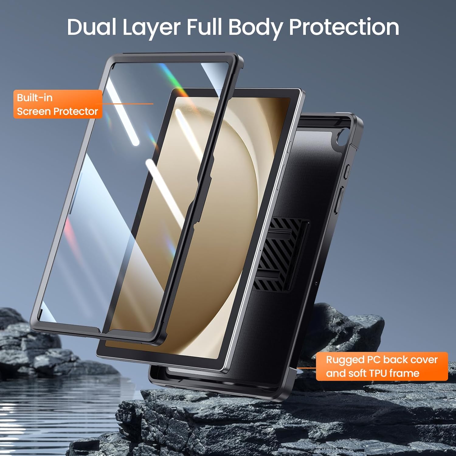 ZtotopCases for Samsung Galaxy Tab A9 Plus 11 Inch 5G 2023 Case, Built-in Screen Protector/Kickstand/Full-Body Dual Layer Shockproof Protective Cover for Tablet A9+ 11'' (SM-X210/X216/X218), Black