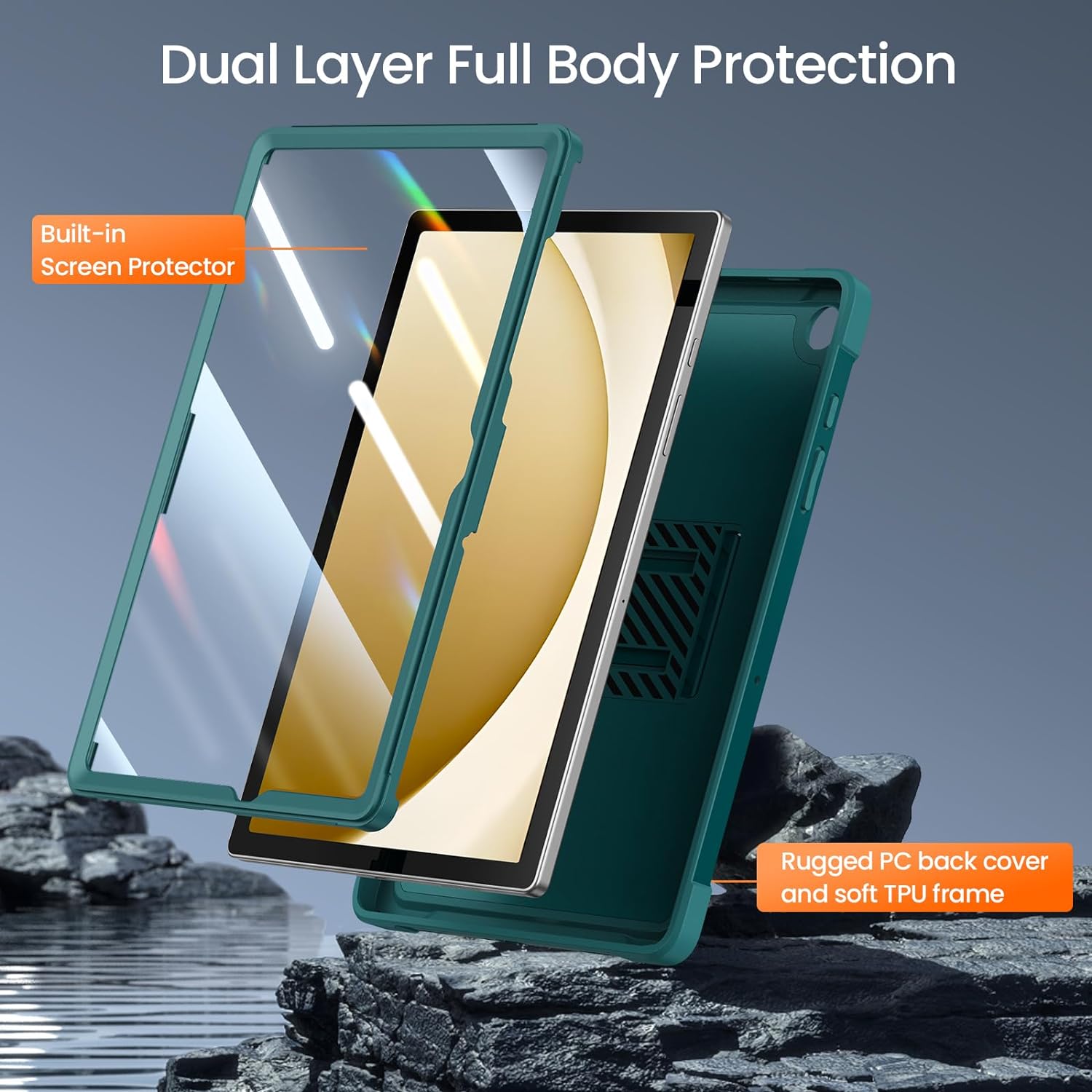 ZtotopCases for Samsung Galaxy Tab A9 Plus 11 Inch 5G 2023 Case, Built-in Screen Protector/Kickstand/Full-Body Dual Layer Shockproof Protective Cover for Tablet A9+ 11'' (SM-X210/X216/X218), Green