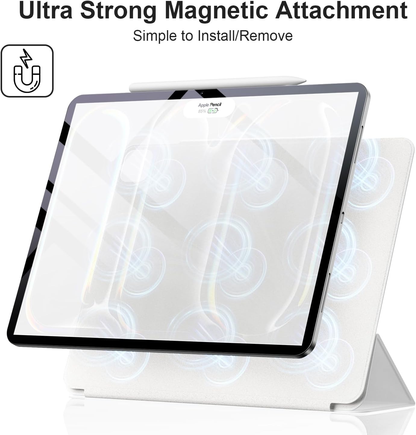 ZtotopCases Case for iPad Pro 13 Inch 2024, Powerful Magnetic,Ultra Slim Lightweight,Folding Stand Protective Case with Auto Wake/Sleep, White