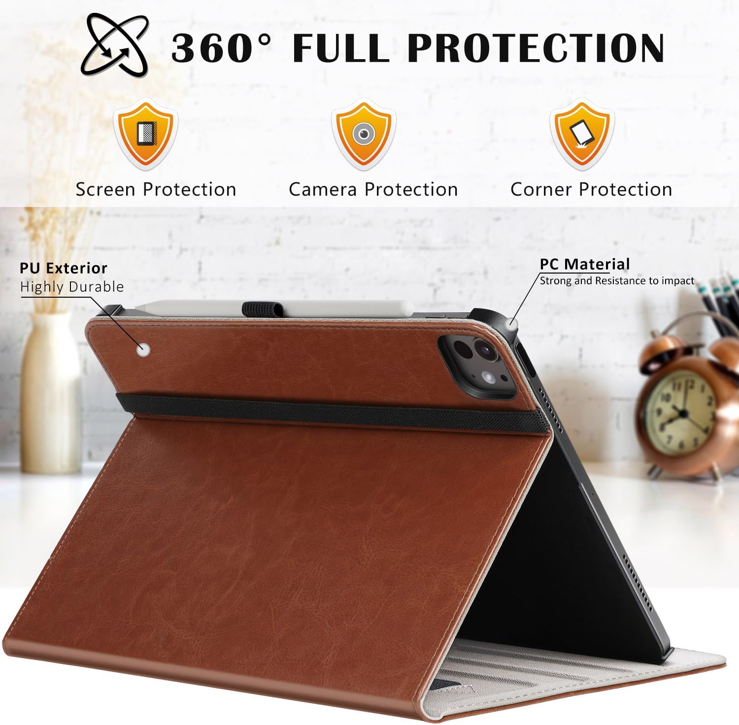 ZtotopCases for New 𝐢𝐏𝐚𝐝 𝐏𝐫𝐨 𝟏𝟑 Inch Case 2024(M4),7th Generation/Pro 12.9" in 6th/5th/4th Gen 2022/2021/2020 Premium PU Leather Smart Folio Cover, Auto Wake/Sleep, Brown