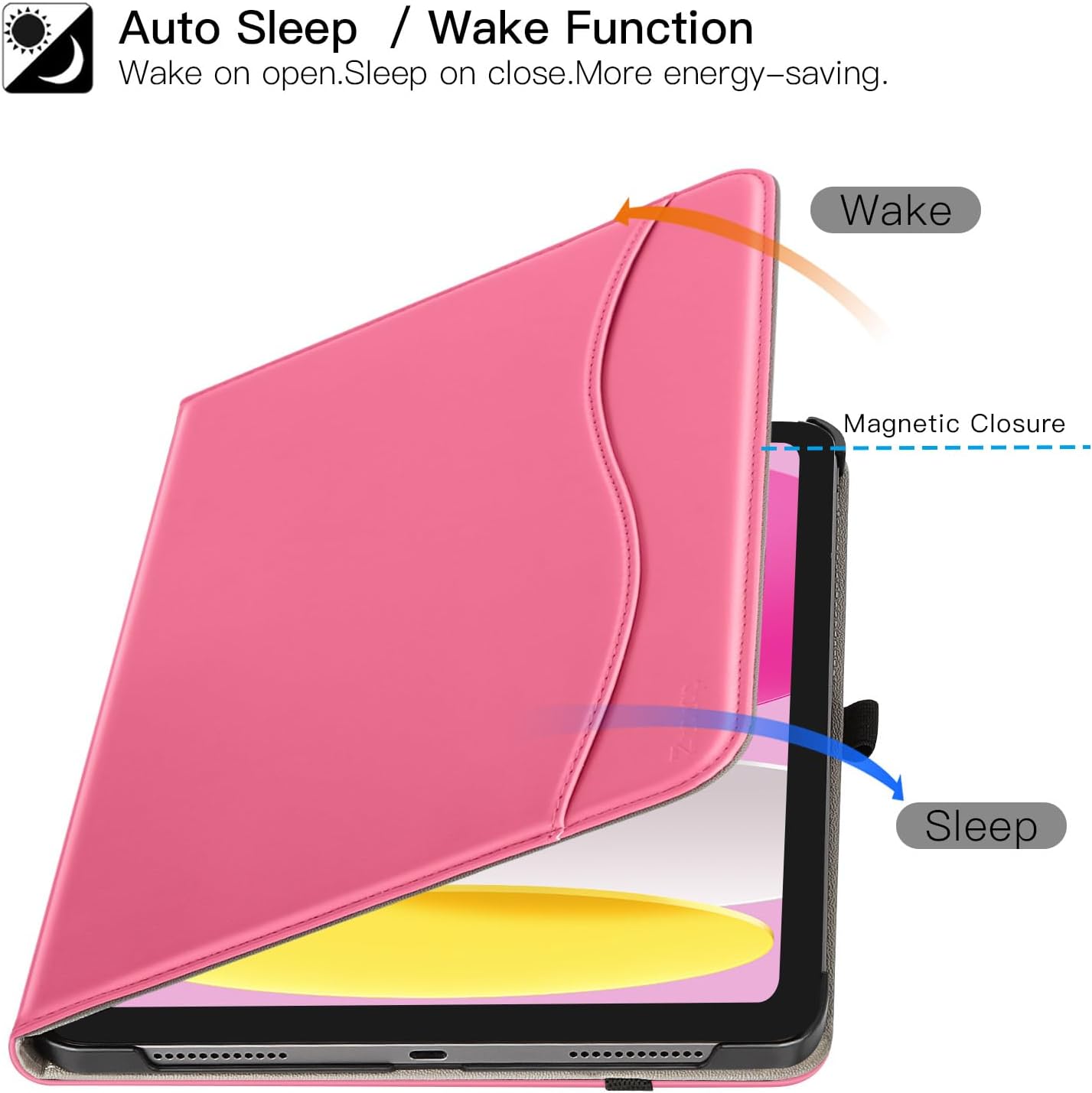 ZtotopCases Case for iPad 10th Generation,10.9 Inch 2022 Model, Premium Leather Business Cover with Auto Wake/Sleep Function, Multi-Angle Viewing Stand Cover with Pocket & Pencil Holder, pink