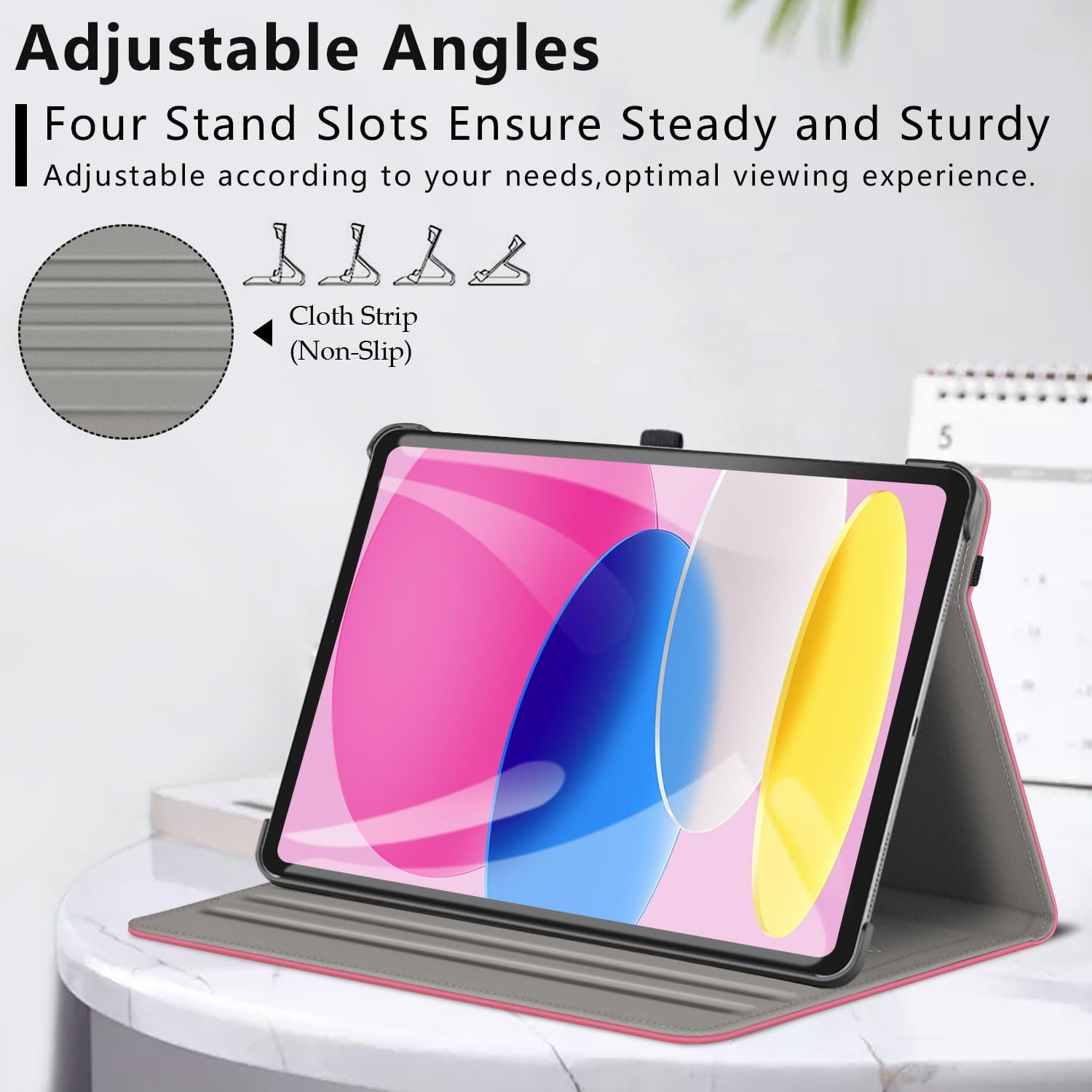 ZtotopCases Case for iPad 10th Generation,10.9 Inch 2022 Model, Premium Leather Business Cover with Auto Wake/Sleep Function, Multi-Angle Viewing Stand Cover with Pocket & Pencil Holder, pink