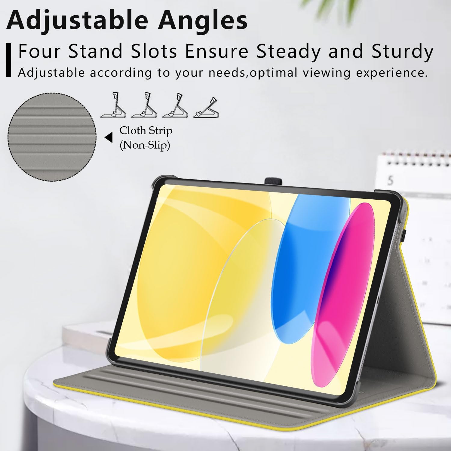 ZtotopCases Case for iPad 10th Generation,10.9 Inch 2022 Model, Premium Leather Business Cover with Auto Wake/Sleep Function, Multi-Angle Viewing Stand Cover with Pocket & Pencil Holder, Yellow