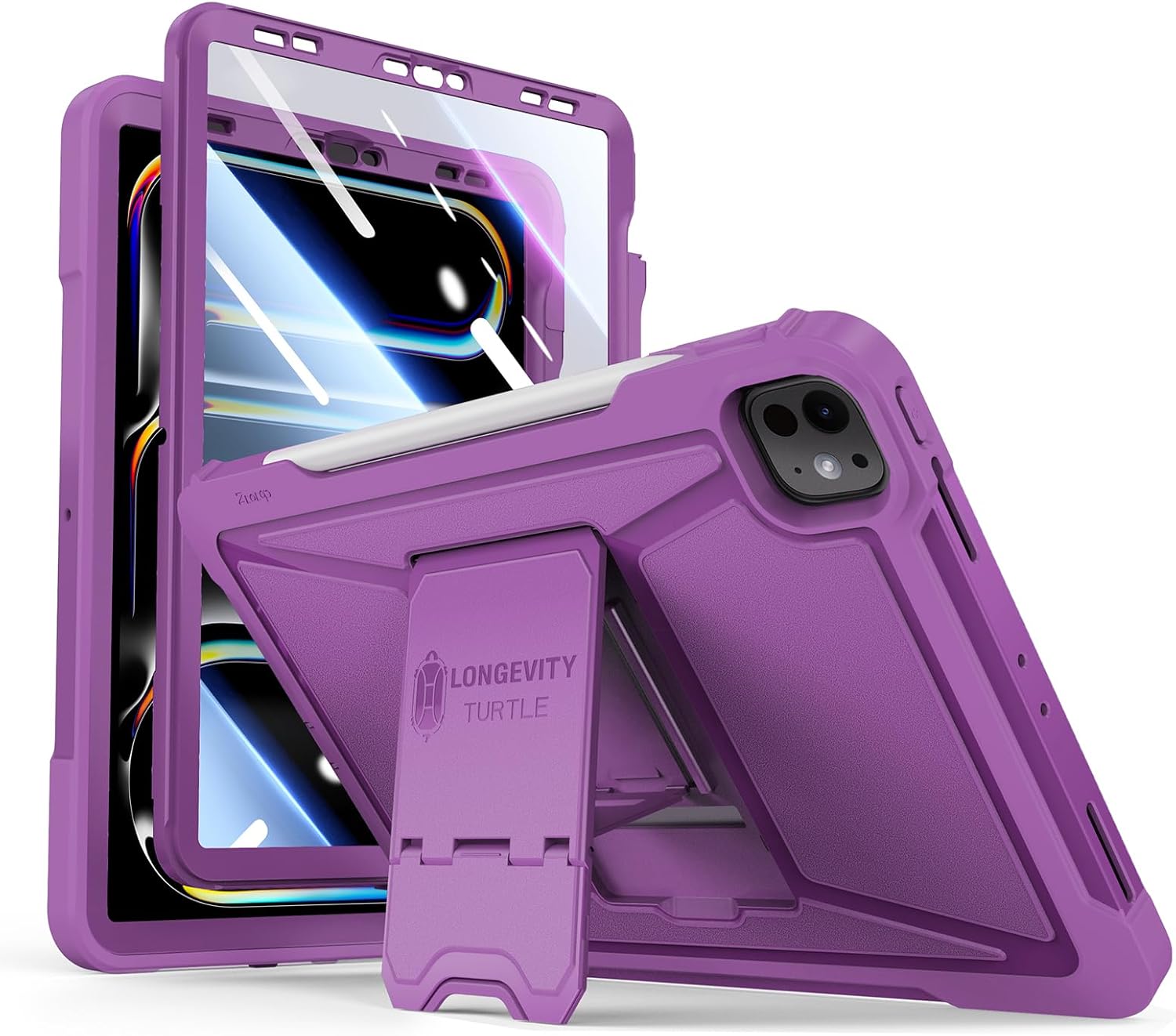 ZtotopCases for iPad Pro 13 Inch Case M4 2024 7th Gen/Pro 12.9 Inch 6th/5th/4th Generation 2022/2021/2020, Full Body Protective Rugged Cover with[Pencil Holder+Screen Protector] for iPad Pro 13,Purple