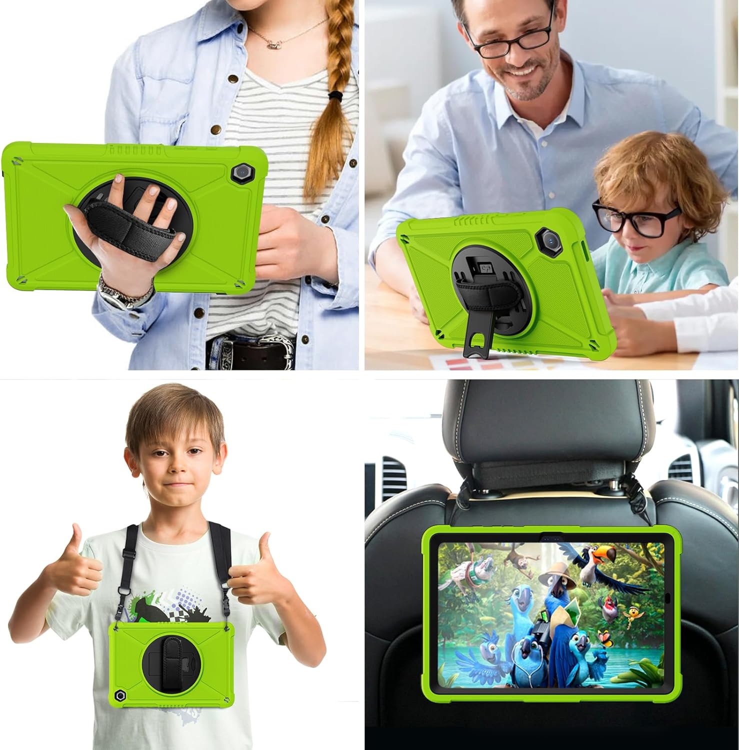 ZtotopCases for Samsung Galaxy Tab A9+ / A9 Plus 11'' 2023 (SM-X210/X216/X218), Shockproof Hard Duty Case with Screen Protector+360 Rotating Hand Strap&Stand+Shoulder Strap for Tab A9+ Tablet, Green