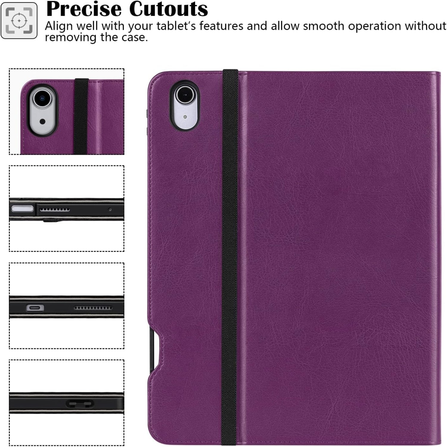 iPad Air 11 Inch M2(2024), iPad Air 5th Generation (2022)/ 4th Generation (2020) 10.9 Inch Leather Folio Case-Purple