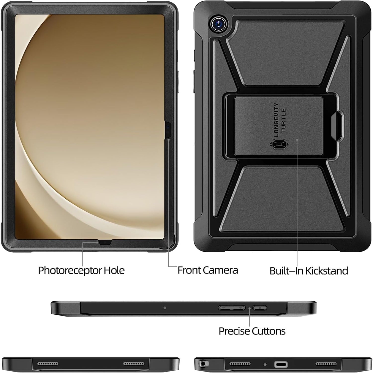 Samsung Galaxy Tab A9 Plus/A9+ 11 Inch Built-in Screen ProtectorPrecise Cut Full Protection Protective Case-Black