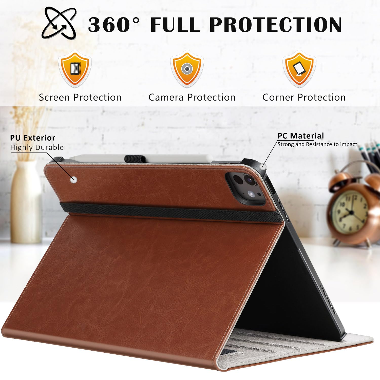 ZtotopCases for New iPad Air 𝟭𝟯 Inch (M2) Case 2024/iPad Pro 12.9 Inch Case 3rd Gen 2018, Leather Folio Cover (Supports iPad Pencil Charging) with Auto Sleep/Wake for iPad Air 13” Case 2024 – Brown