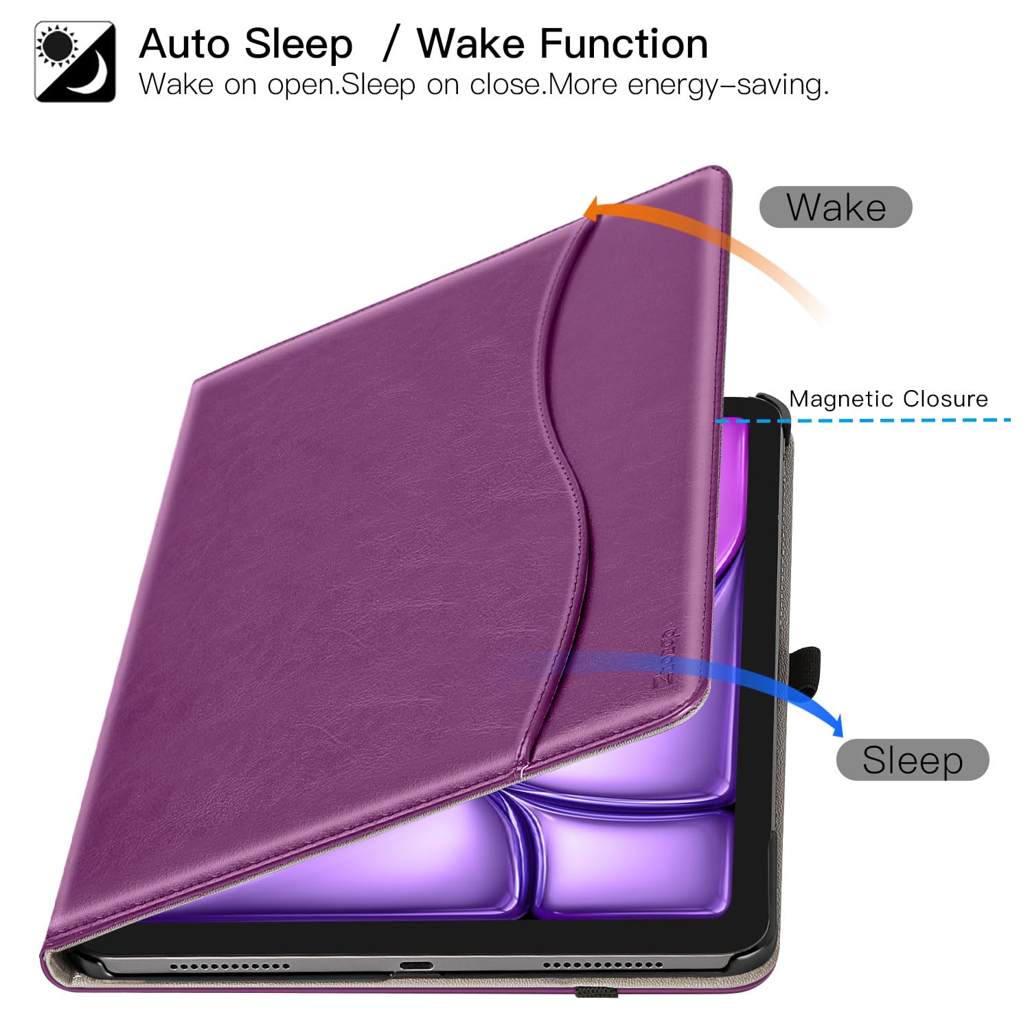 ZtotopCases for New iPad Air 13 Inch (M2) Case 2024/iPad Pro 12.9 Inch 3rd Generation 2018, Leather Folio Cover (Supports iPad Pencil Charging) with Auto Sleep/Wake for iPad Air 13 Case 2024 - Purple