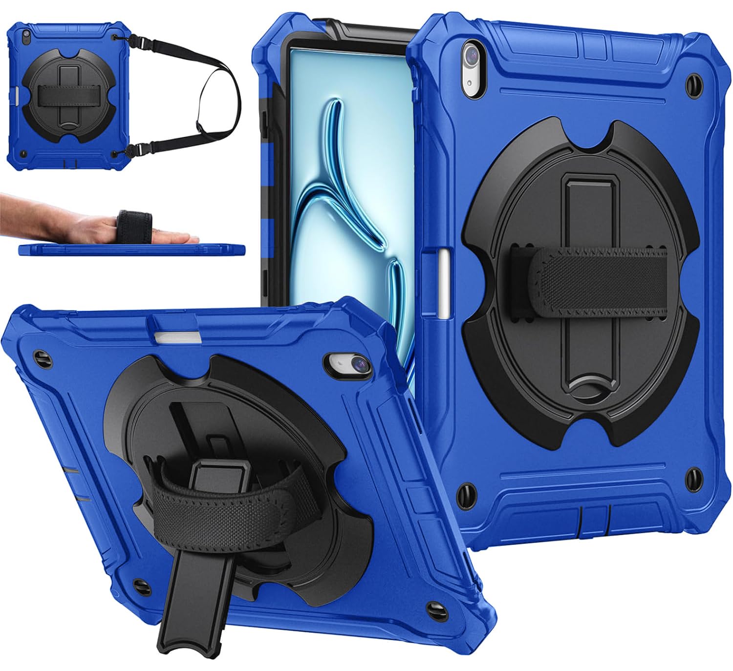 ZtotopCases for iPad Air 11 Inch Case 2024(M2), iPad Air 6th Generation Case Shockproof iPad Air 5th/4th Generation Case 10.9 Inch with 360° Rotating Stand Hand/Shoulder Strap, Blue