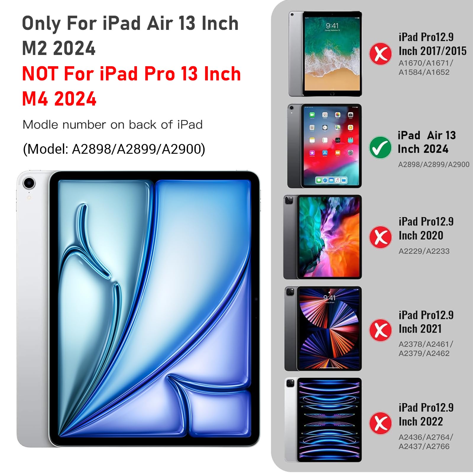 ZtotopCases for New iPad Air 13 inch (M2) Case 2024 with Pencil Holder, Shockproof Full Body Drop Protective Cover with 360° Rotating Hand Strap & Stand, Blue