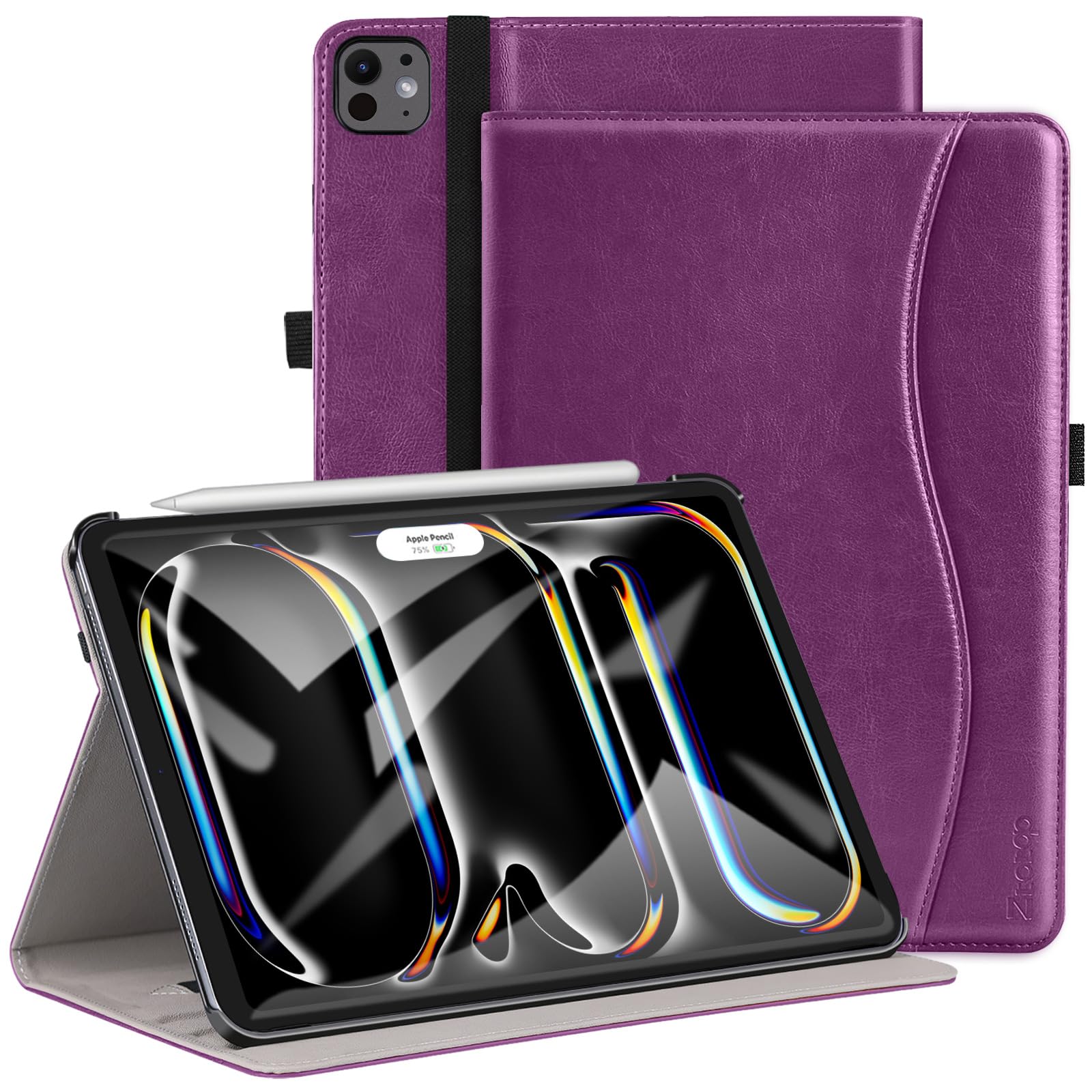 ZtotopCases for New 𝐢𝐏𝐚𝐝 𝐏𝐫𝐨 𝟏𝟑 Inch Case 2024(M4),7th Generation/Pro 12.9" in 6th/5th/4th Gen 2022/2021/2020 Premium PU Leather Smart Folio Cover, Auto Wake/Sleep, Purple