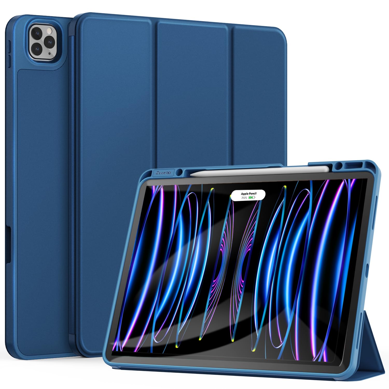 ZtotopCases for iPad Pro 12.9 Inch Case 6th/5th/4th/3rd Generation 2022/2021/2020/2018 with Pencil Holder, Slim Soft TPU Back Tablet Cover+Auto Sleep/Wake, Support 2nd Gen Pencil Charging