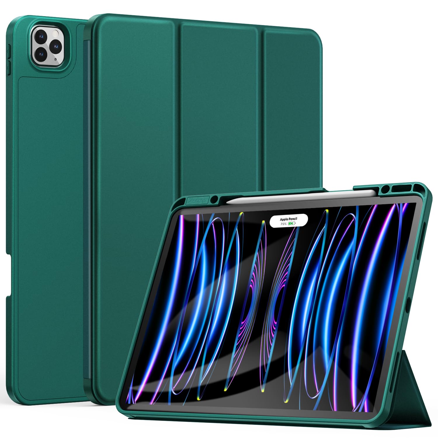 ZtotopCases for iPad Pro 12.9 Inch Case 6th/5th/4th/3rd Generation 2022/2021/2020/2018 with Pencil Holder, Slim Soft TPU Back Tablet Cover+Auto Sleep/Wake, Support 2nd Gen Pencil Charging