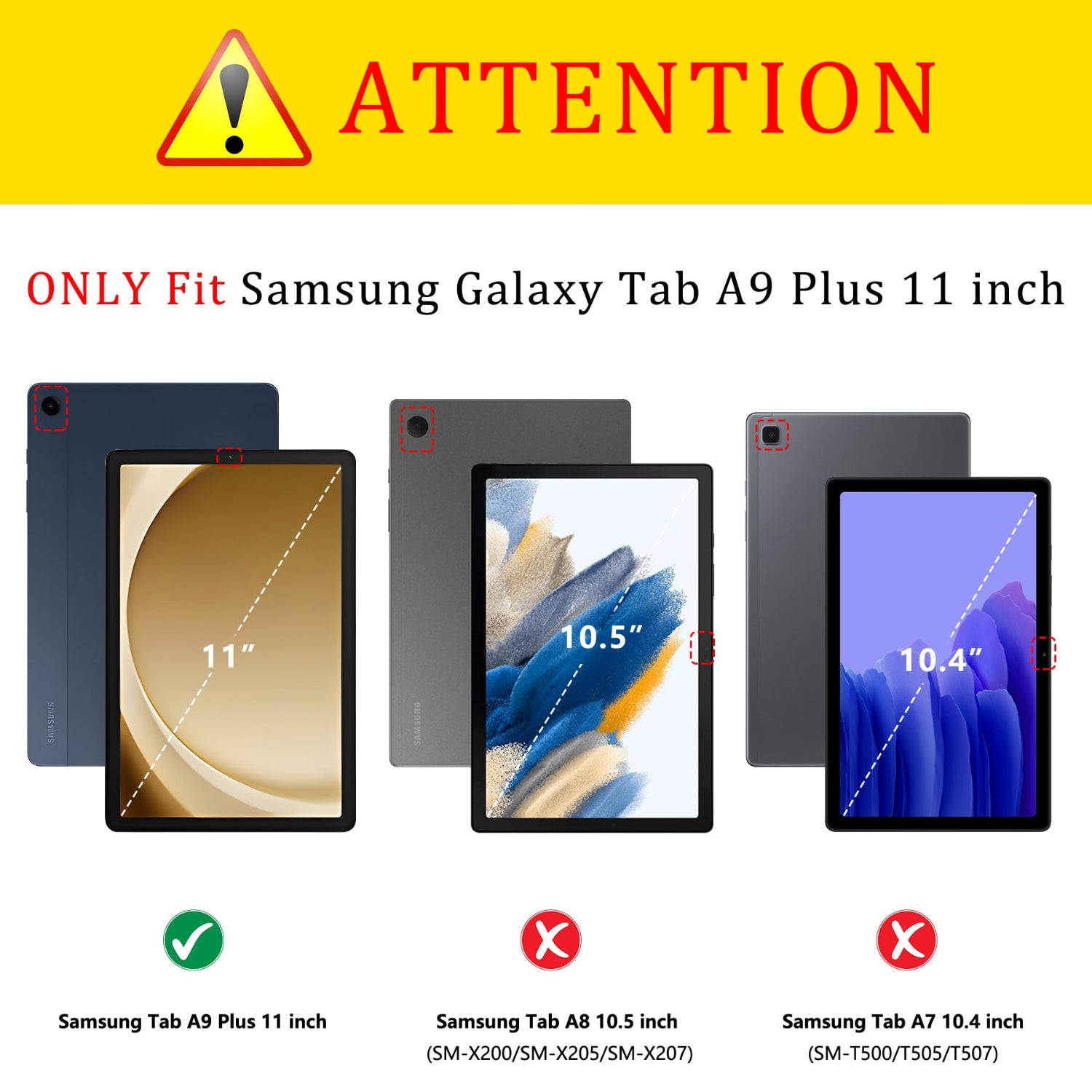 Samsung Galaxy Tab A9+/A9 Plus 11 Inch with 2 Tempered Glass Screen Protectors Case-Black