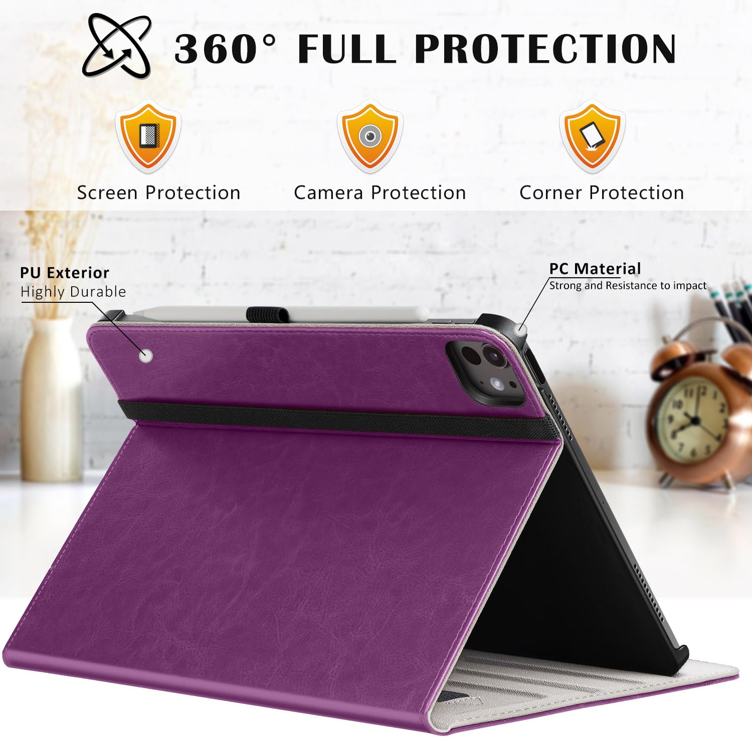 ZtotopCases for New 𝐢𝐏𝐚𝐝 𝐏𝐫𝐨 𝟏𝟑 Inch Case 2024(M4),7th Generation/Pro 12.9" in 6th/5th/4th Gen 2022/2021/2020 Premium PU Leather Smart Folio Cover, Auto Wake/Sleep, Purple