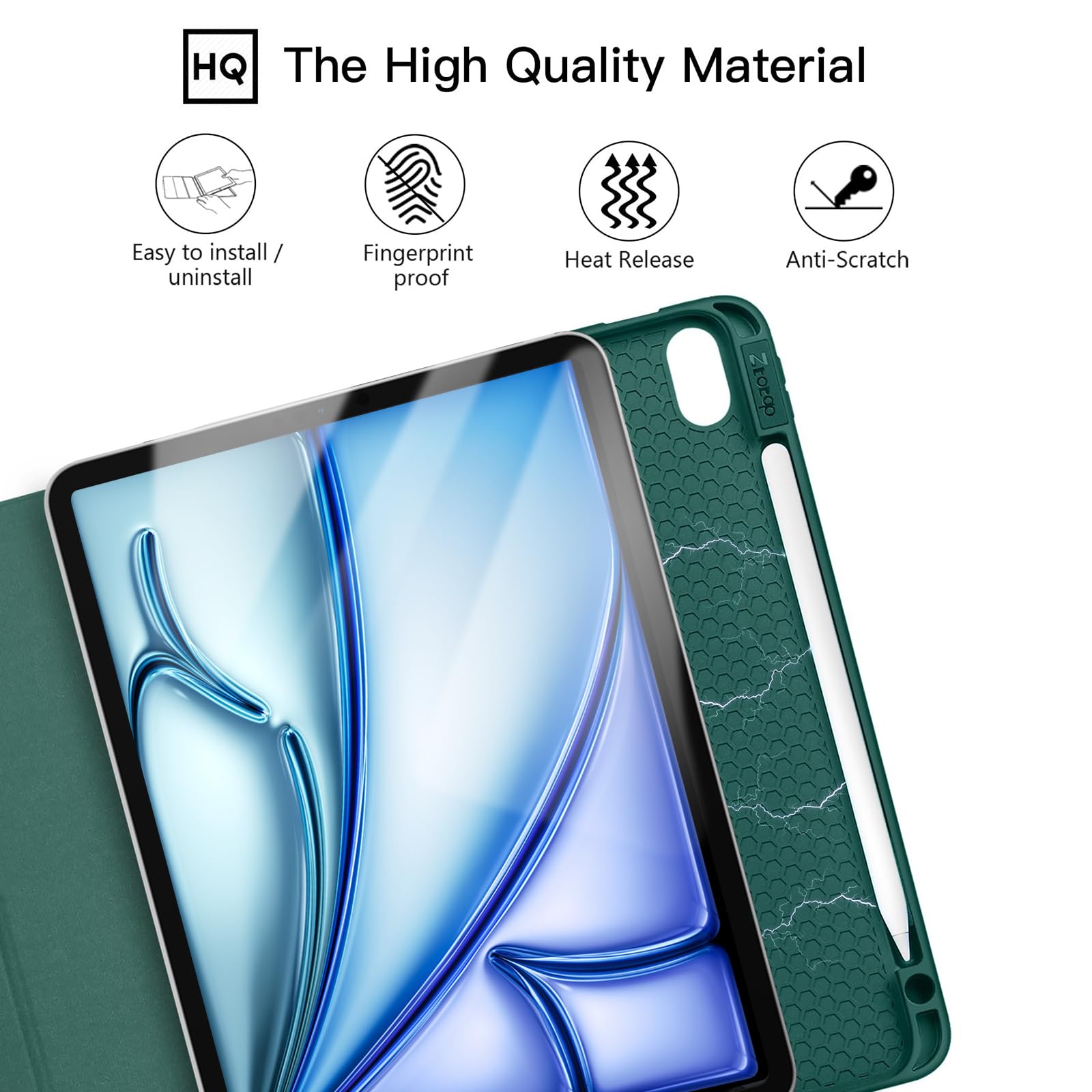 ZtotopCases for iPad Air 6th Generation 11 Inch 2024 Case & iPad Air 5th/4th Gen 10.9 Inch 2022/2020 & iPad Pro 11" 2018 1st with Pencil Holder, Soft TPU Back Slim Trifold Smart Cover