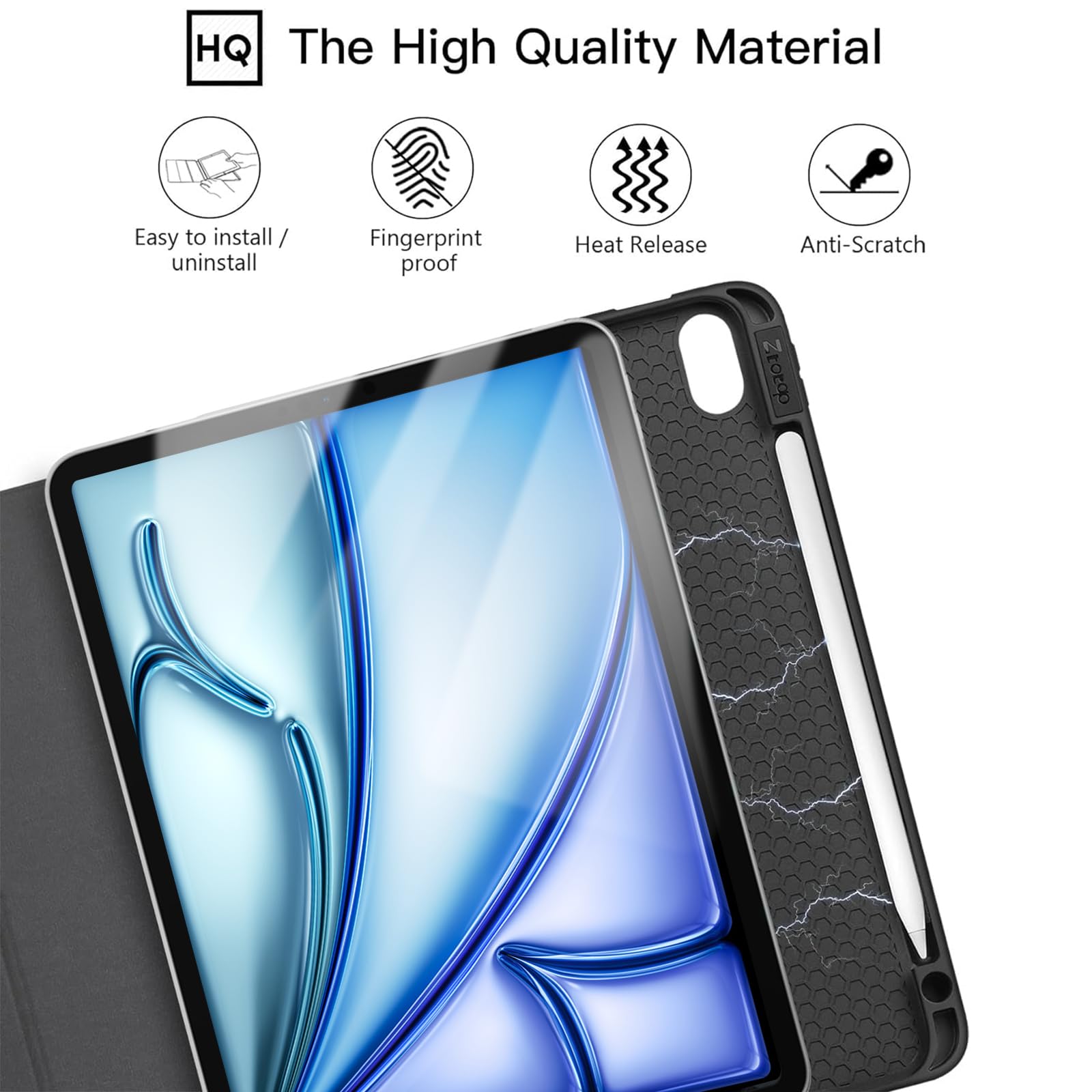 ZtotopCases for iPad Air 6th Generation 11 Inch 2024 Case & iPad Air 5th/4th Gen 10.9 Inch 2022/2020 & iPad Pro 11" 2018 1st with Pencil Holder, Soft TPU Back Slim Trifold Smart Cover