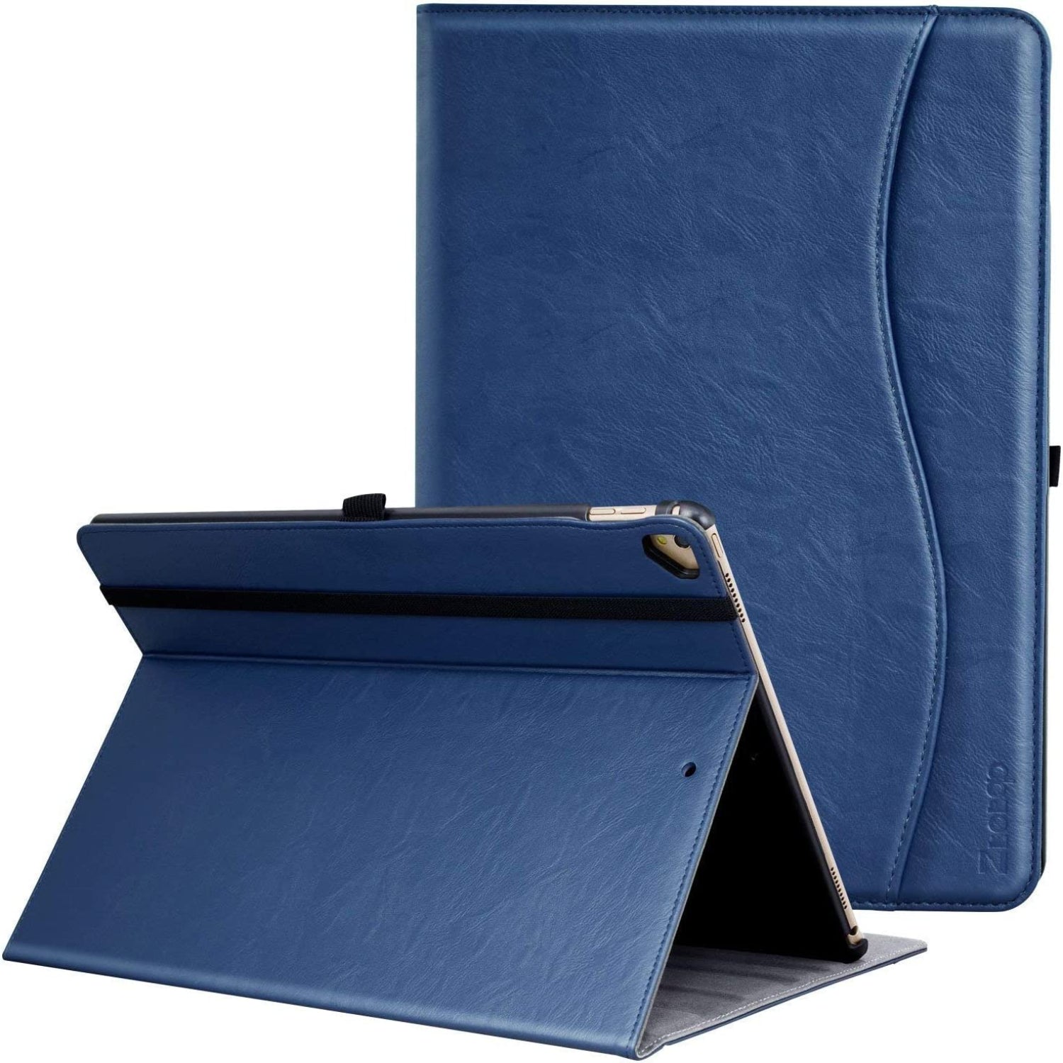 iPad Pro 12.9 inch 2017/2015 (Old Model, 1st & 2nd Gen) Leather Folding Stand Folio Cover Case-Black,Blue,Brown