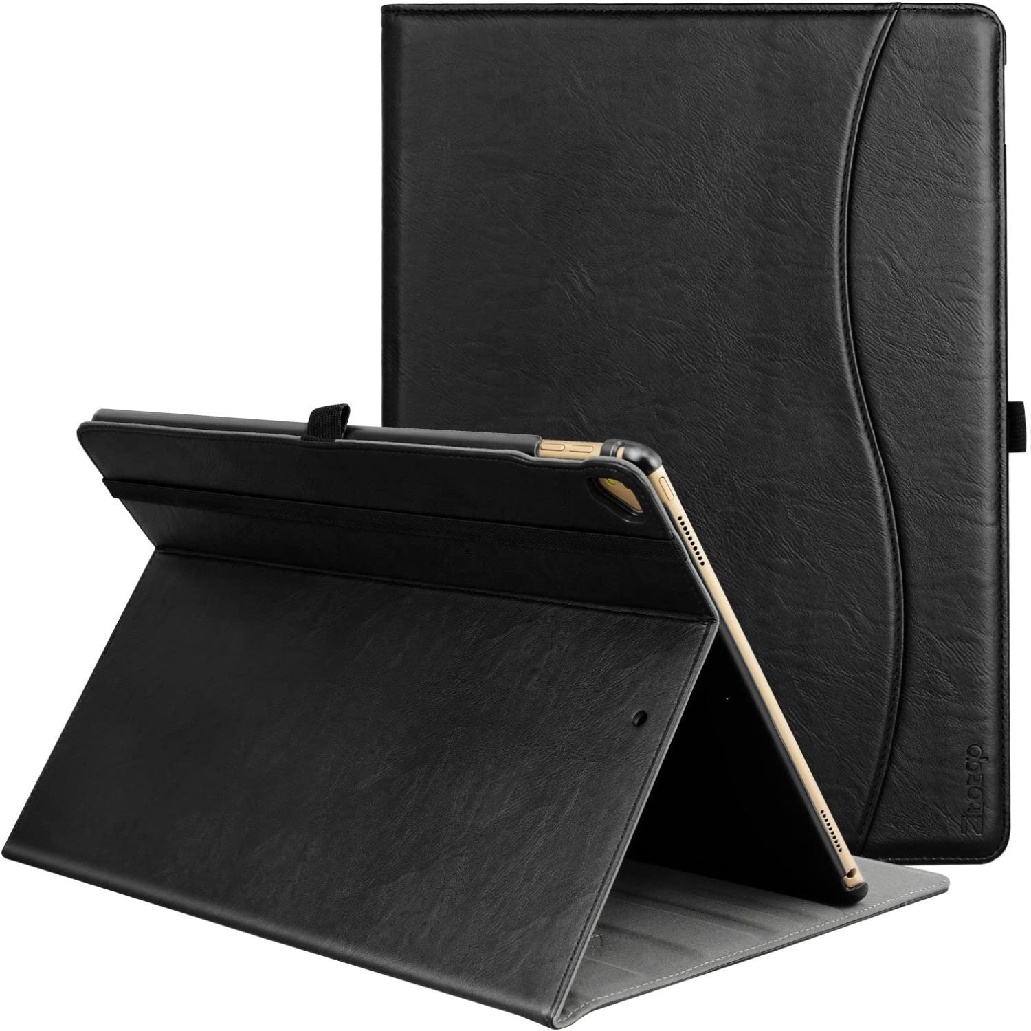 iPad Pro 12.9 inch 2017/2015 (Old Model, 1st & 2nd Gen) Leather Folding Stand Folio Cover Case-Black,Blue,Brown